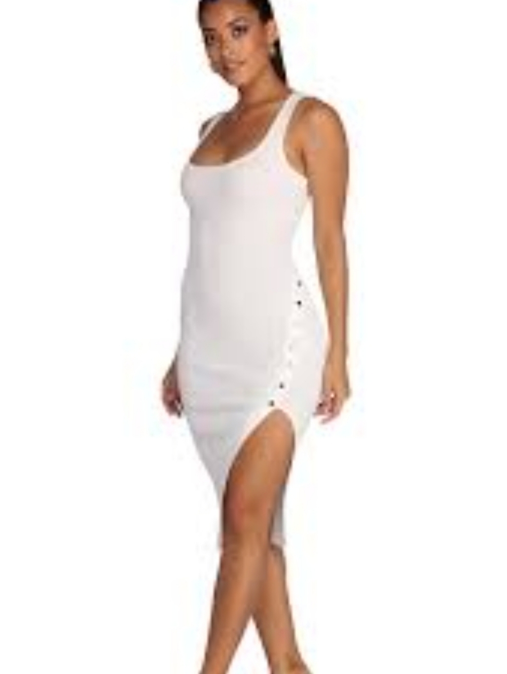 Windsor White Snap-Button Tank Midi Dress